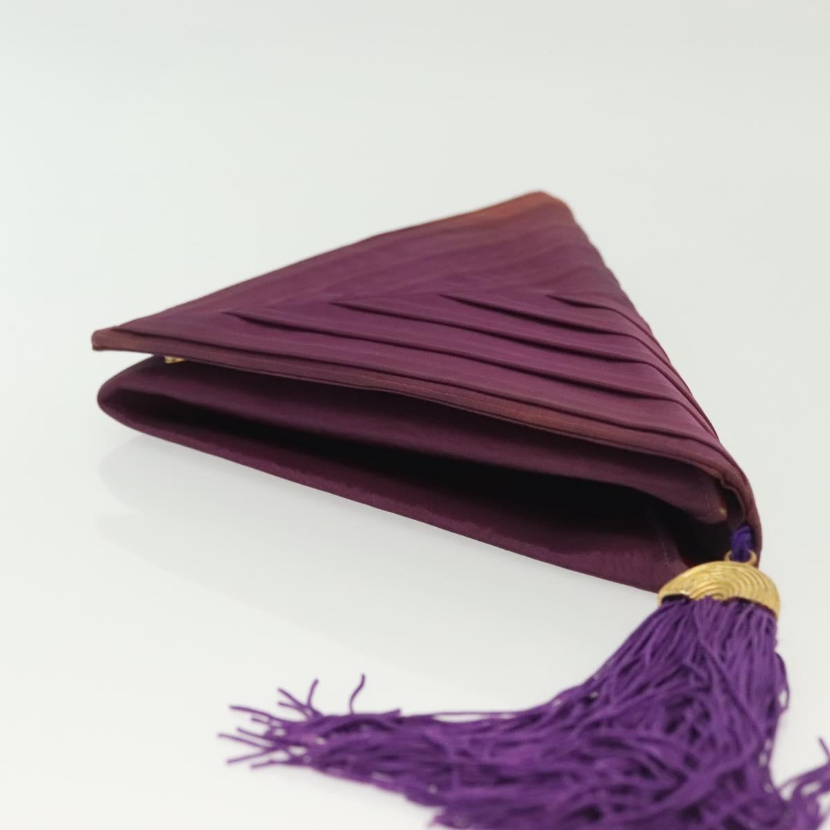 FENDI Clutch Bag Nylon Purple Gold Auth bs28906