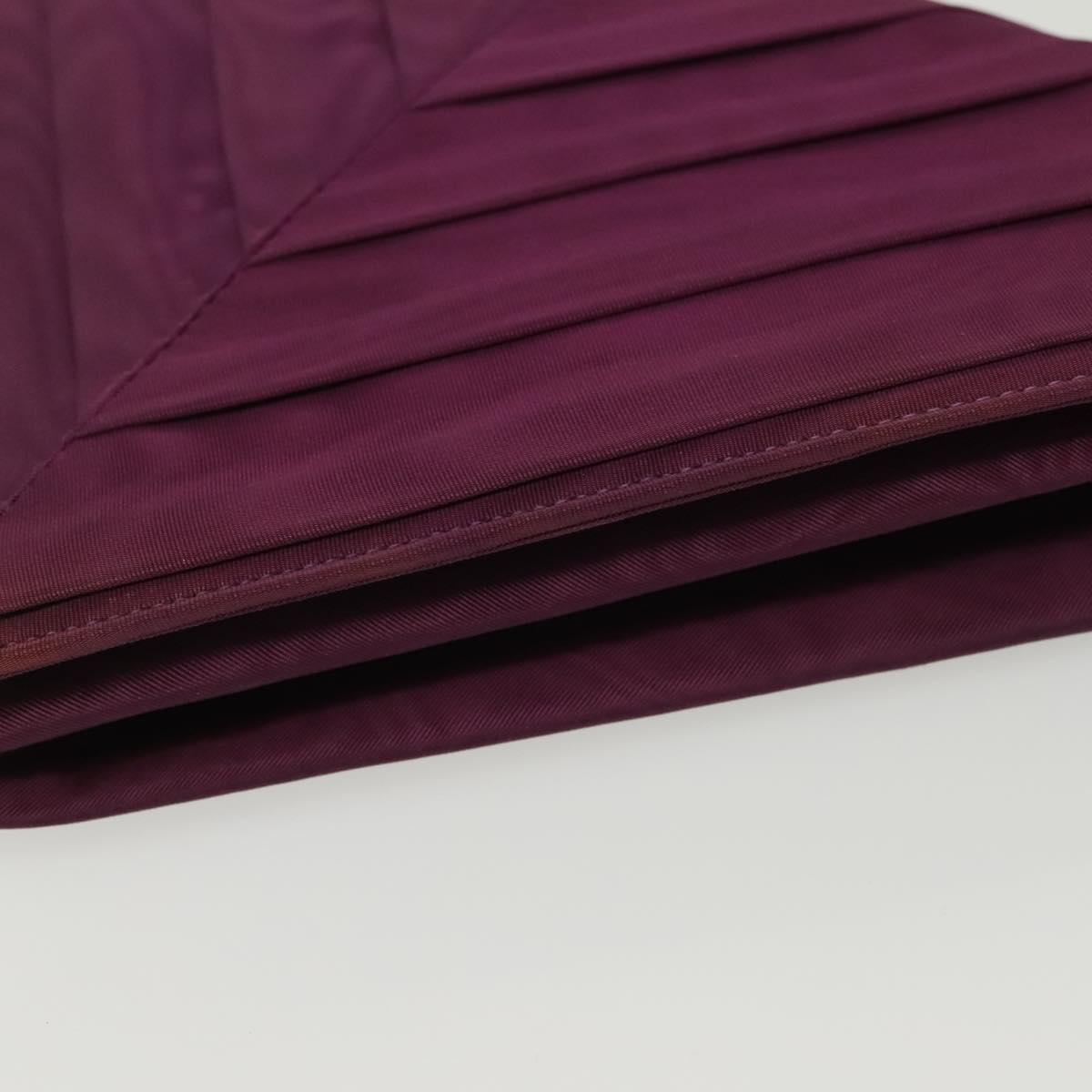 FENDI Clutch Bag Nylon Purple Gold Auth bs28906