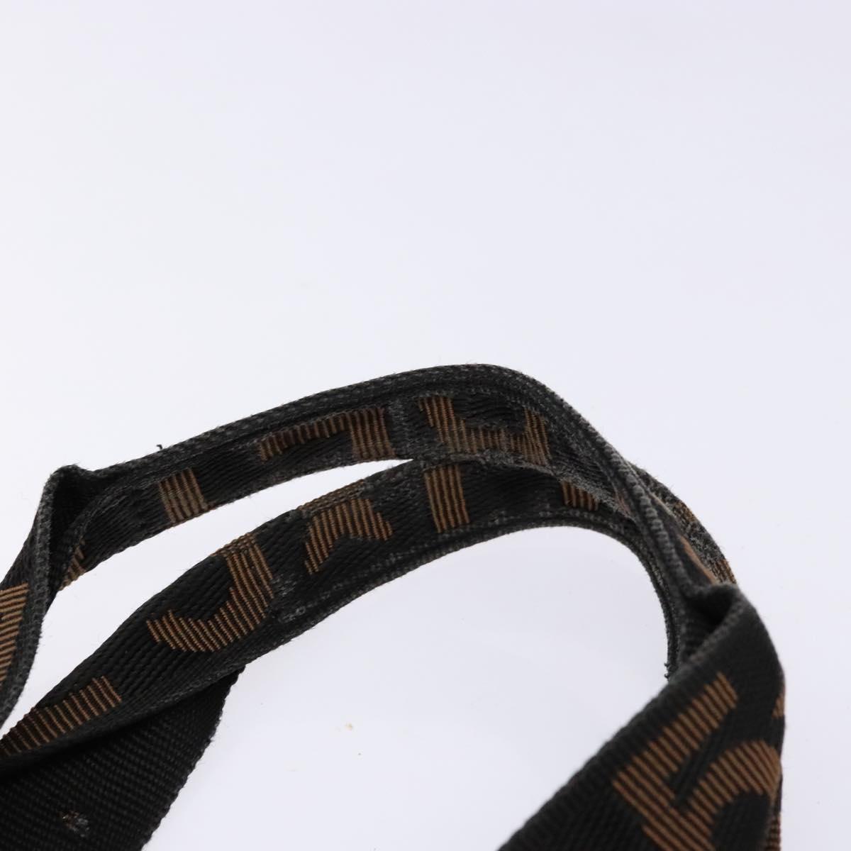 FENDI Hand Bag Canvas Black Brown gold Auth bs28908