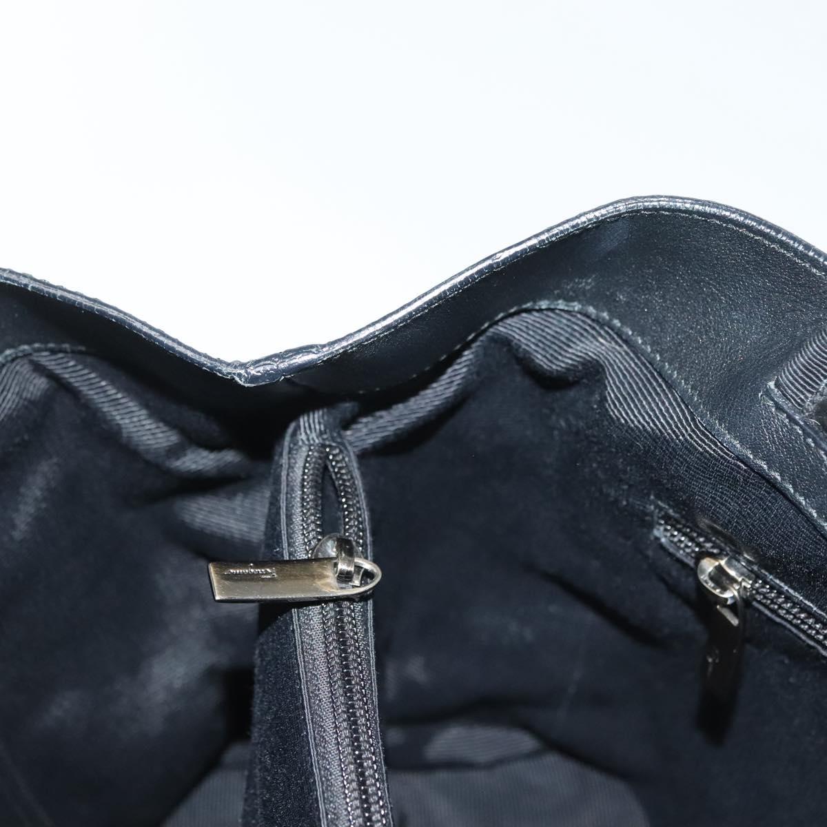 Salvatore Ferragamo Vala Tote Bag Enamel Black Auth bs28914