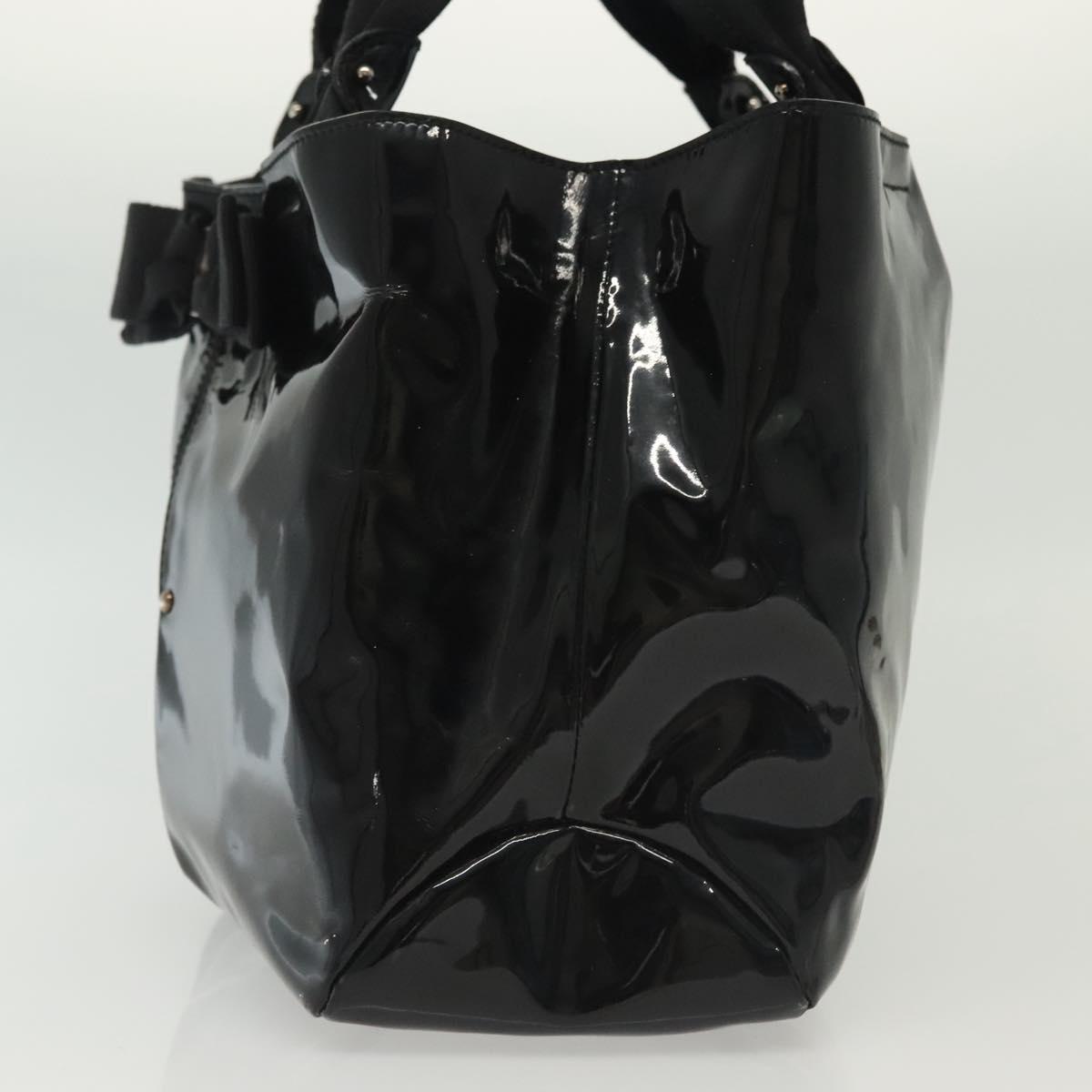 Salvatore Ferragamo Vala Tote Bag Enamel Black Auth bs28914