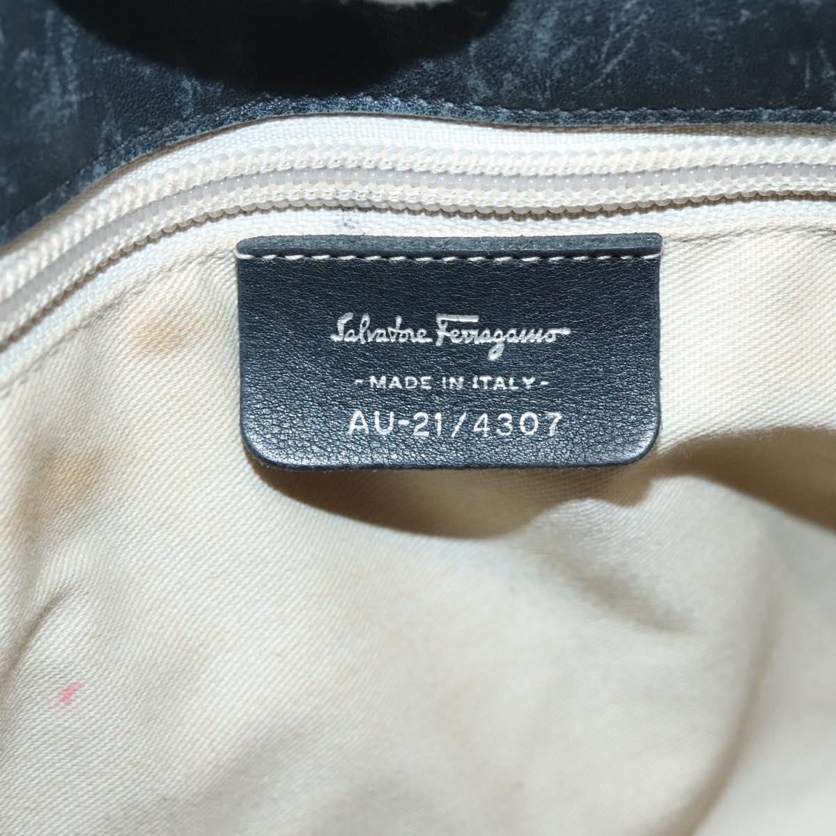 Salvatore Ferragamo Vala Tote Bag Canvas Black Gold Auth bs28915
