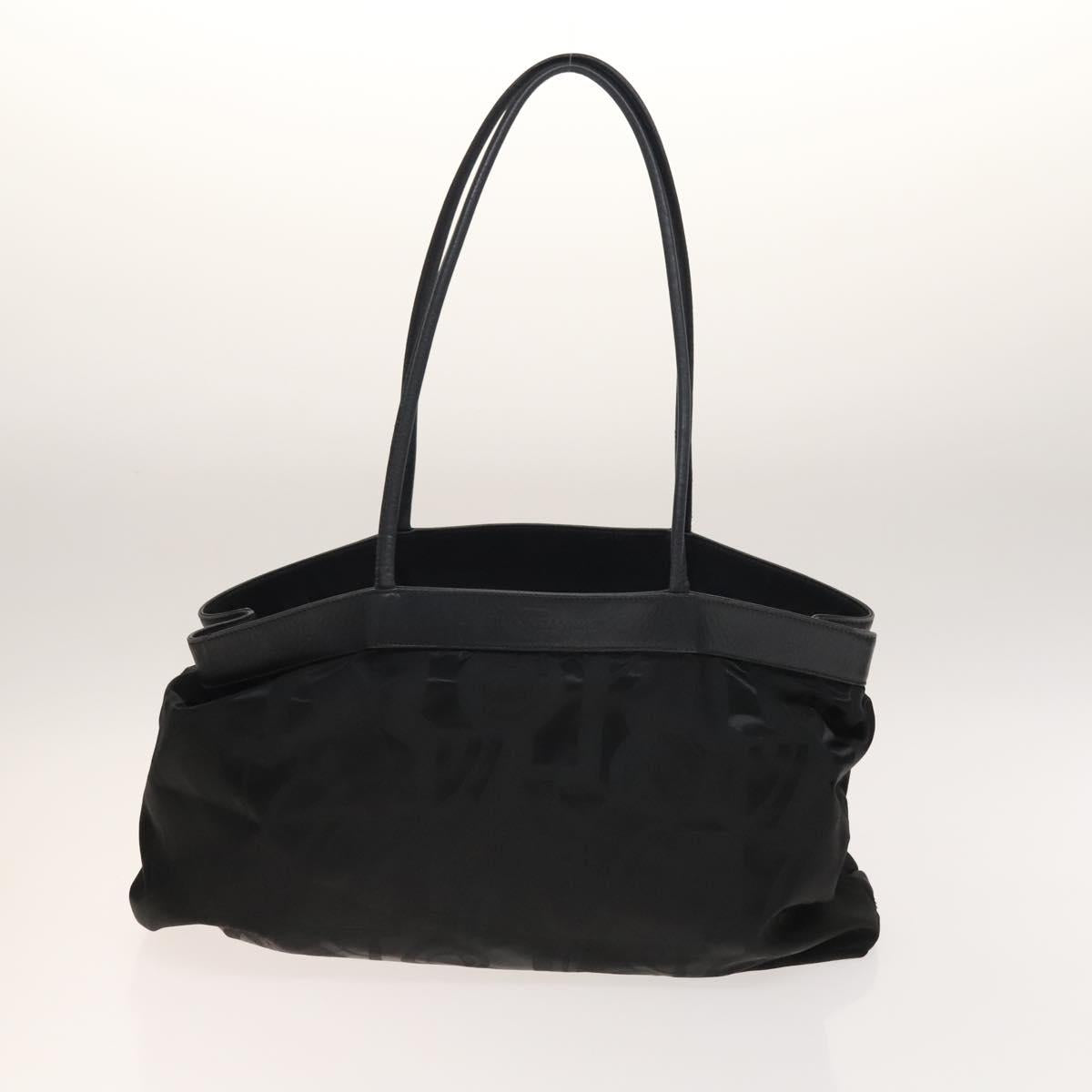 Salvatore Ferragamo Gancini Hand Bag Nylon 2Set Black Auth bs28917