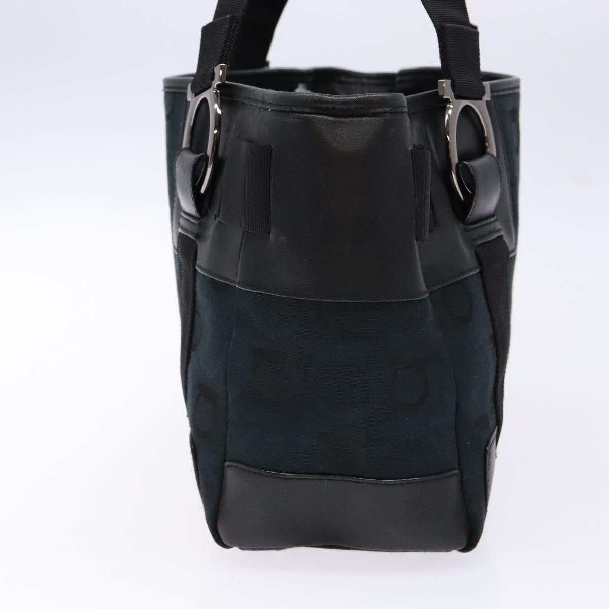 Salvatore Ferragamo Gancini Tote Bag Canvas Leather Black Auth bs28920