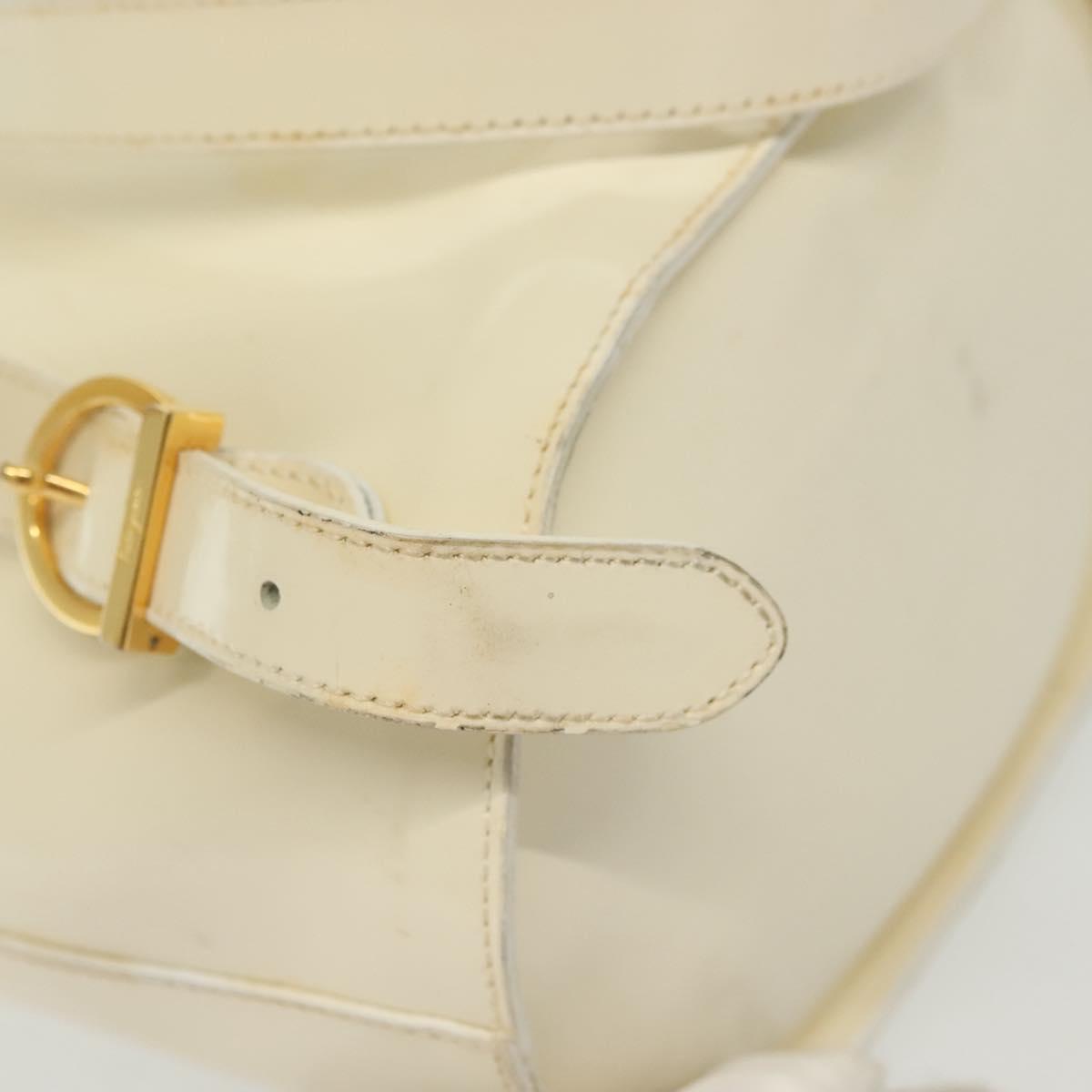 Salvatore Ferragamo Gancini Backpack Enamel White Gold Auth bs28923