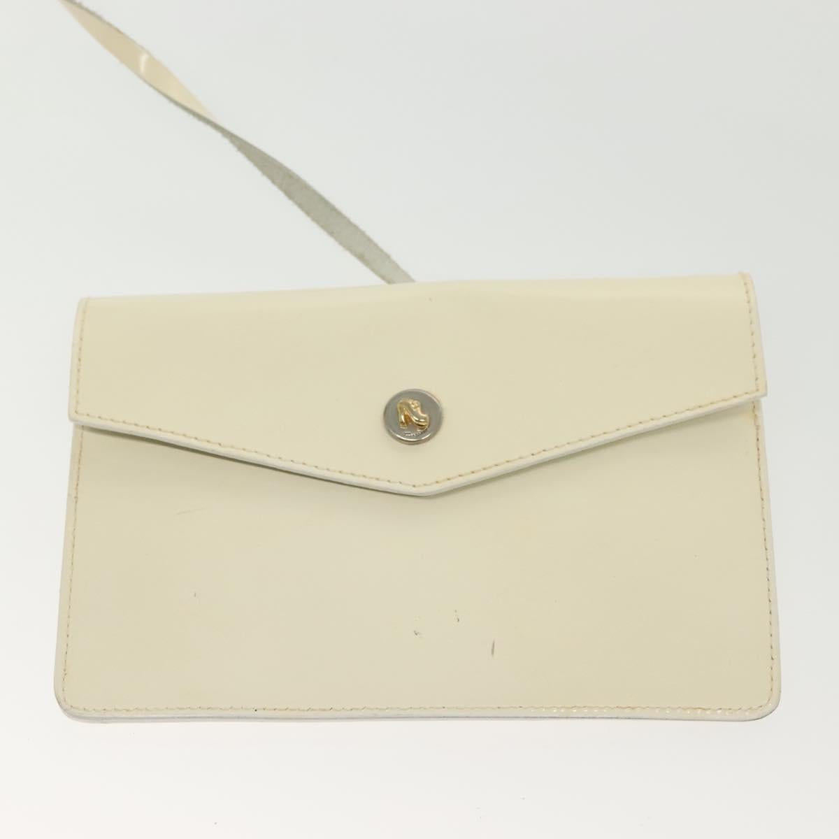 Salvatore Ferragamo Gancini Backpack Enamel White Gold Auth bs28923