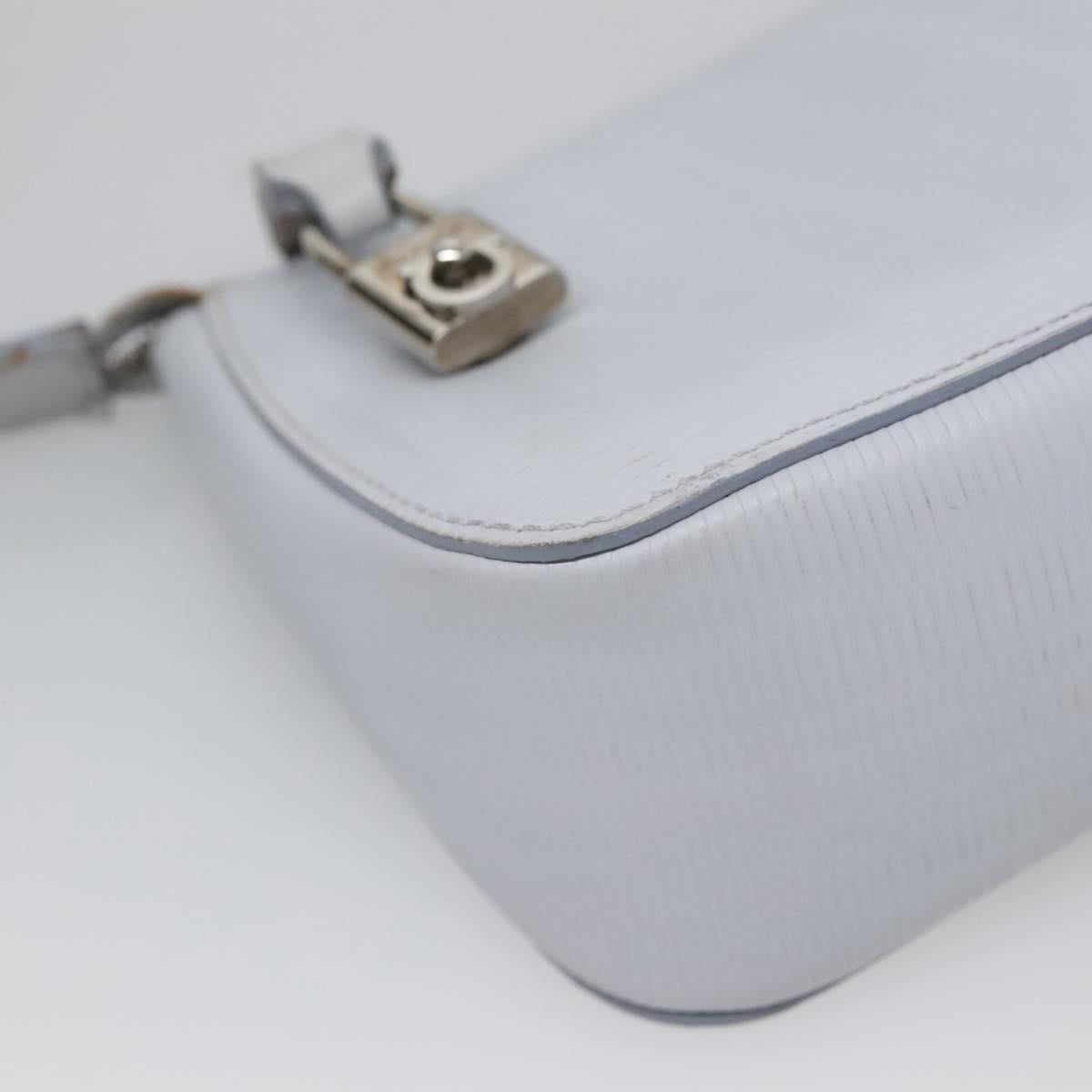 Salvatore Ferragamo Shoulder Bag Leather Light Blue Silver Auth bs28924
