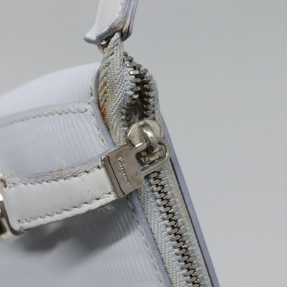Salvatore Ferragamo Shoulder Bag Leather Light Blue Silver Auth bs28924