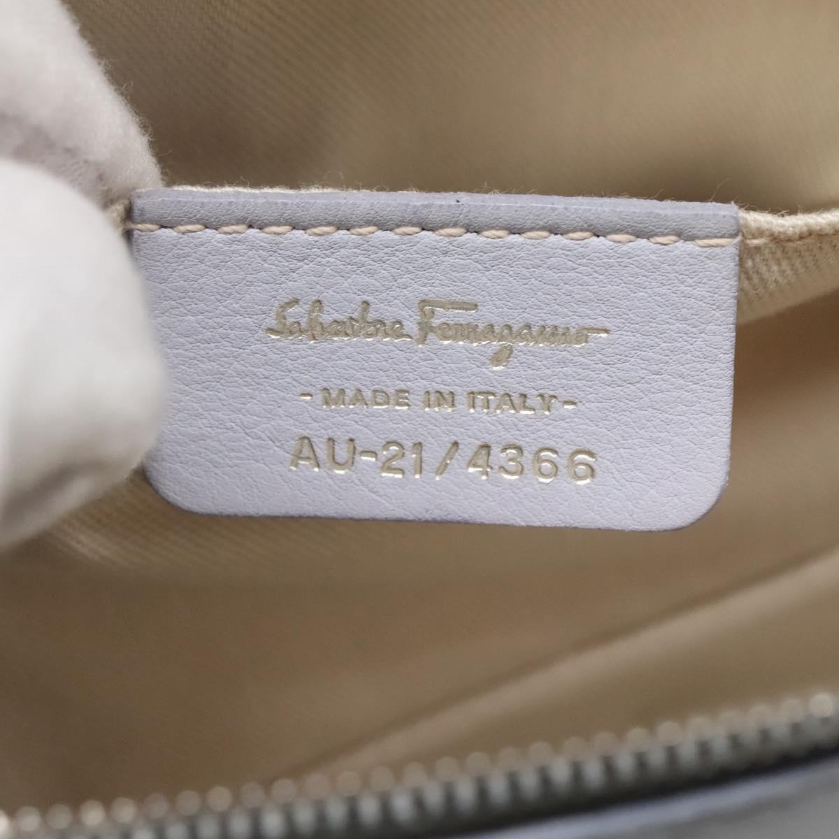 Salvatore Ferragamo Shoulder Bag Leather Light Blue Silver Auth bs28924
