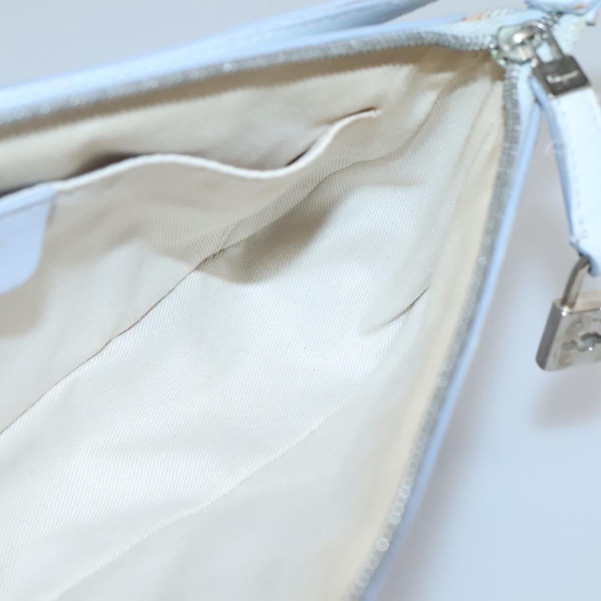Salvatore Ferragamo Shoulder Bag Leather Light Blue Silver Auth bs28924