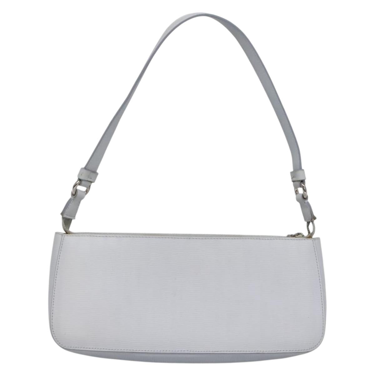 Salvatore Ferragamo Shoulder Bag Leather Light Blue Silver Auth bs28924