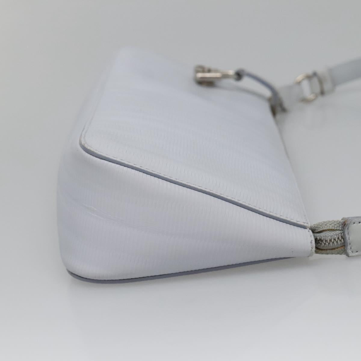Salvatore Ferragamo Shoulder Bag Leather Light Blue Silver Auth bs28924