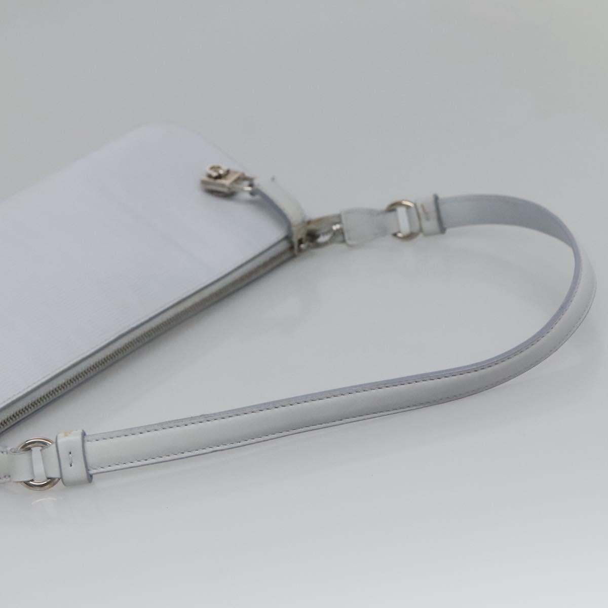 Salvatore Ferragamo Shoulder Bag Leather Light Blue Silver Auth bs28924