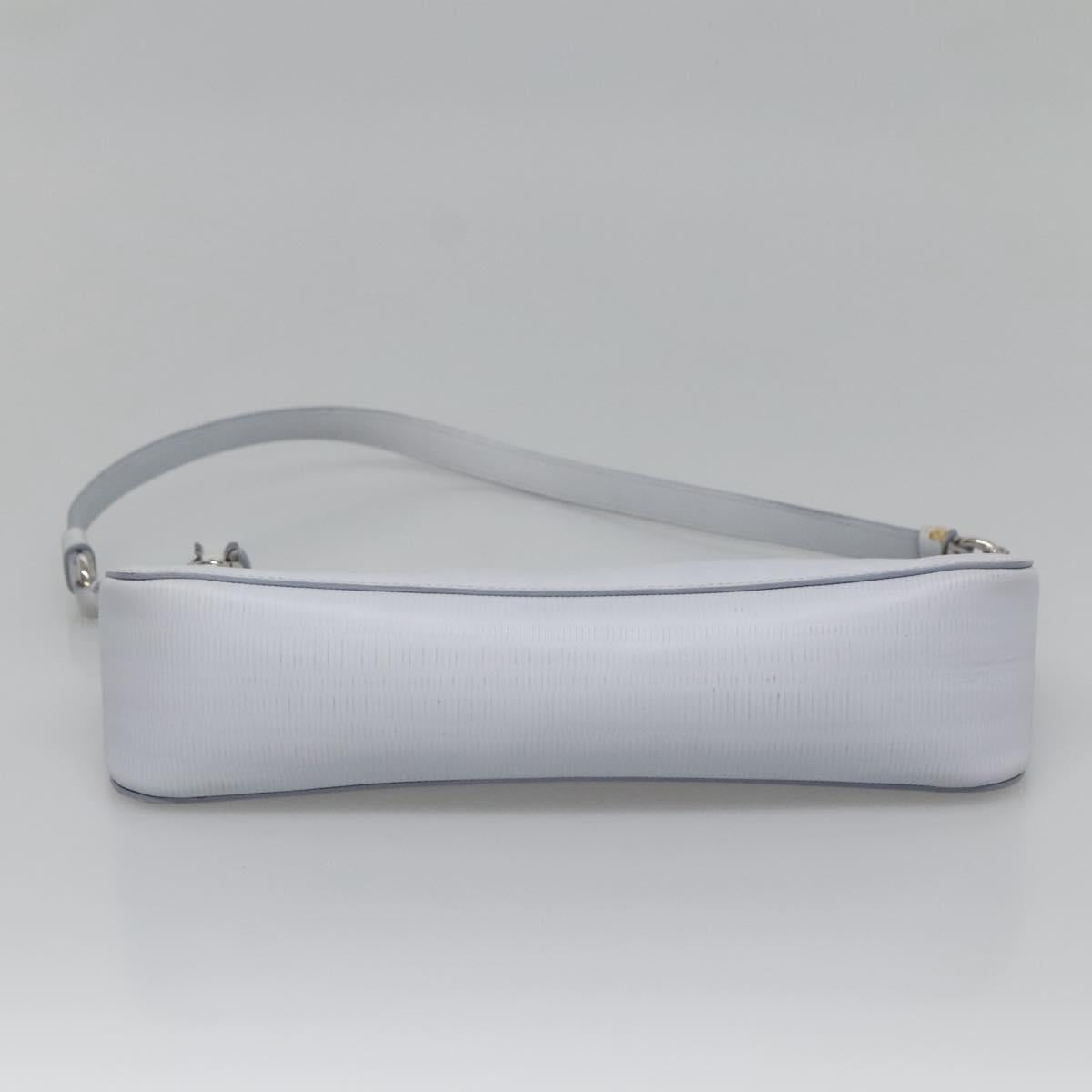 Salvatore Ferragamo Shoulder Bag Leather Light Blue Silver Auth bs28924
