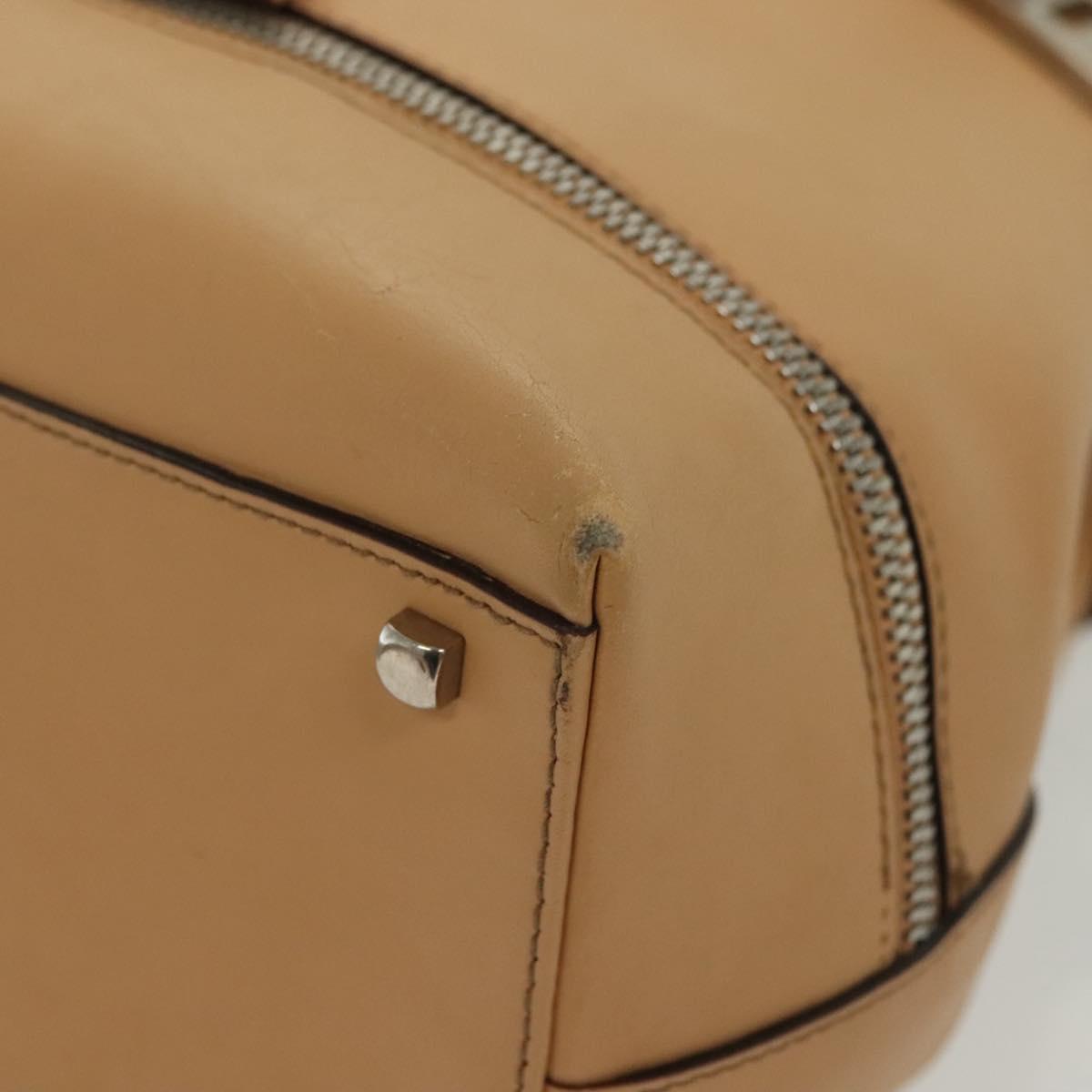 Salvatore Ferragamo Gancini Hand Bag Leather Brown gold Auth bs28925