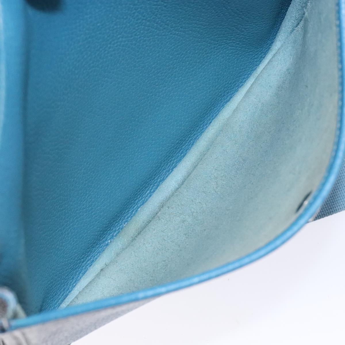 HERMES Evelyn PM Bag Taurillon Clemence Leather Blue Silver Auth bs28926