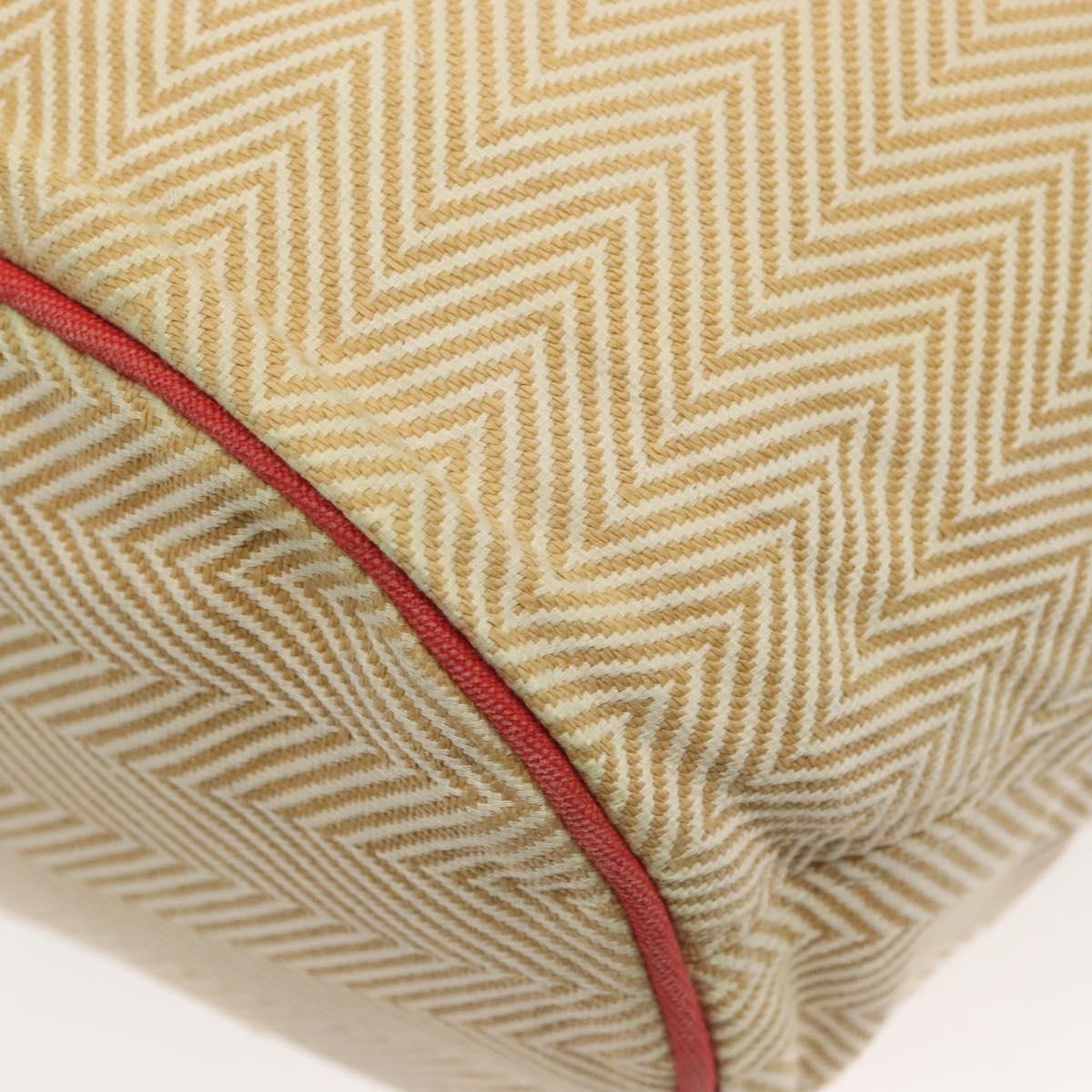 HERMES Panier Plage PM Tote Bag Canvas Beige Red Silver Auth bs28929
