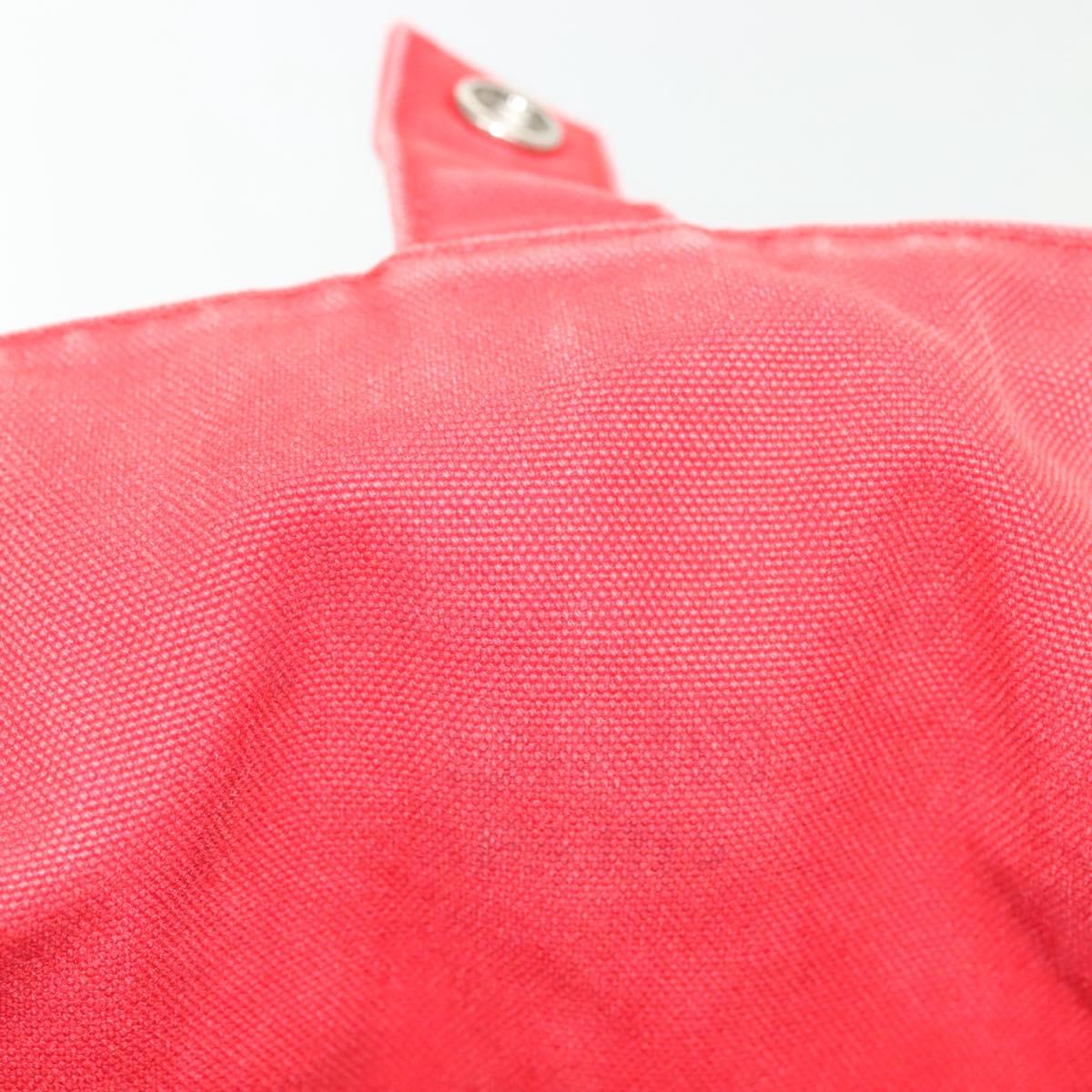HERMES Panier Plage PM Tote Bag Canvas Beige Red Silver Auth bs28929