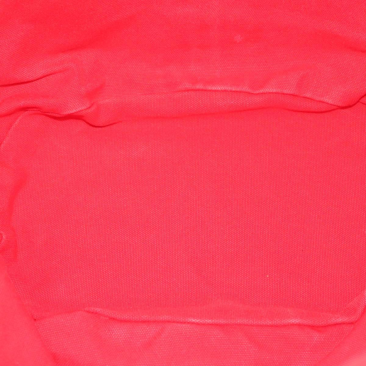 HERMES Panier Plage PM Tote Bag Canvas Beige Red Silver Auth bs28929