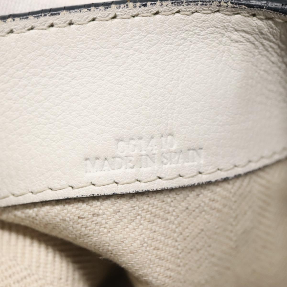 LOEWE Anagram East West Shopper Tote Bag Leather White Silver Auth bs28939