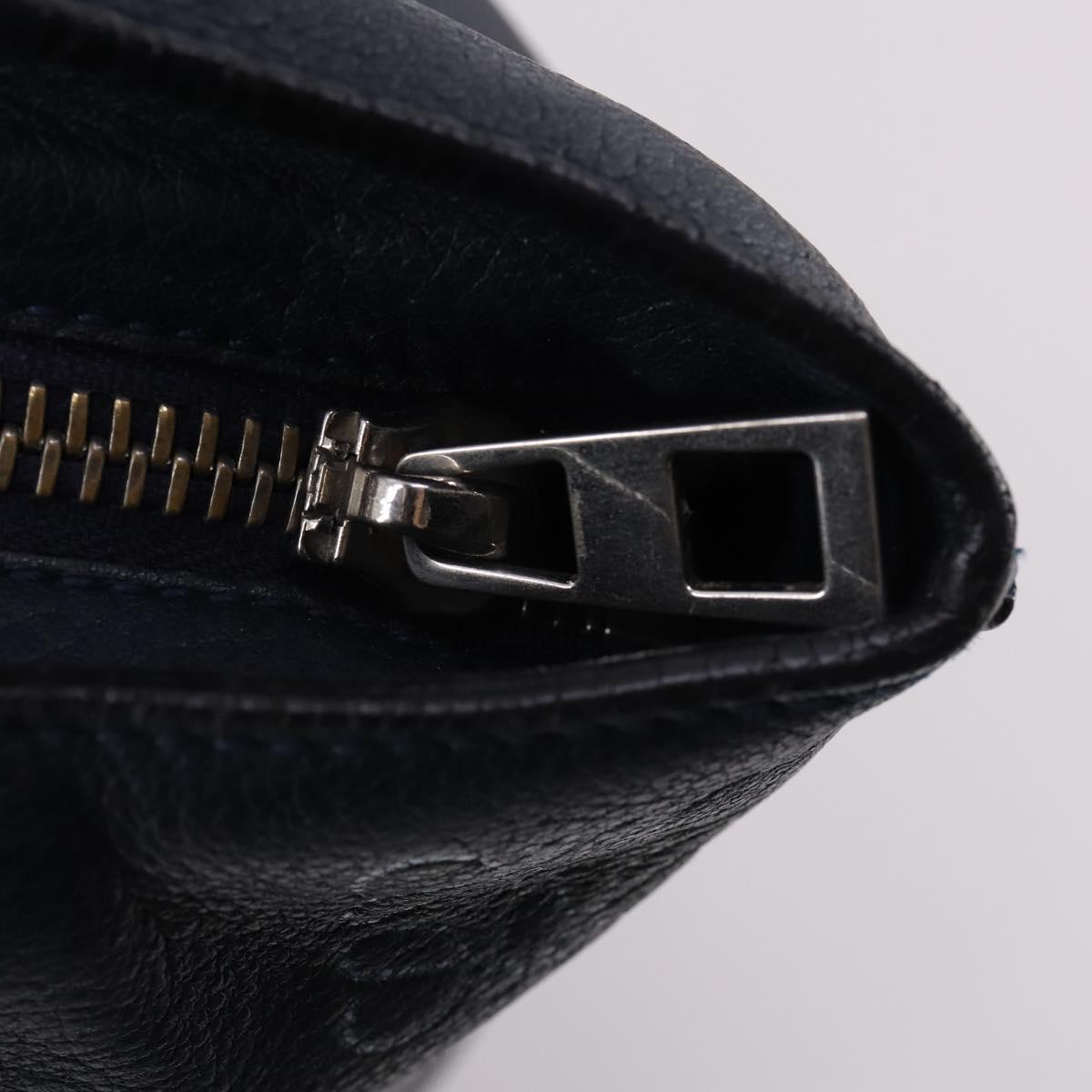 LOEWE Anagram Anton Backpack Leather Navy Silver Auth bs28942