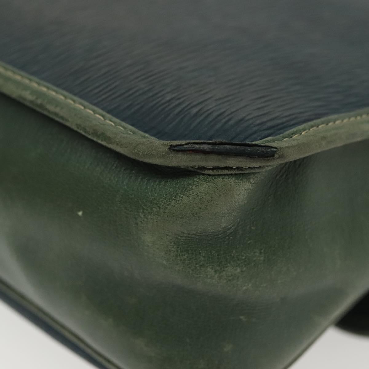 LOEWE Velazquez Shoulder Bag Leather Green Gold Auth bs28944