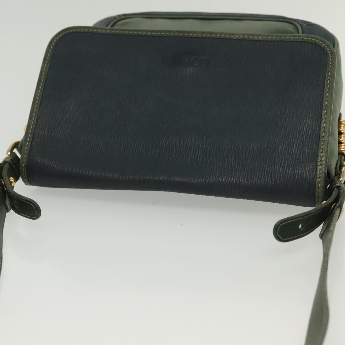 LOEWE Velazquez Shoulder Bag Leather Green Gold Auth bs28944
