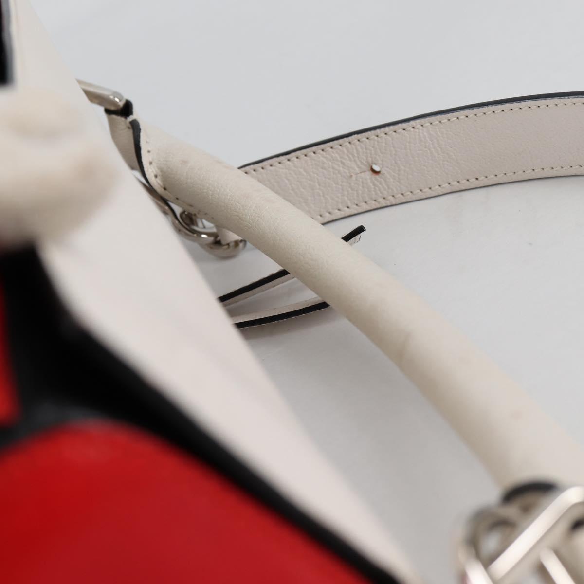 LOEWE Puzzle Hand Bag Leather 2way White Silver Auth bs28945