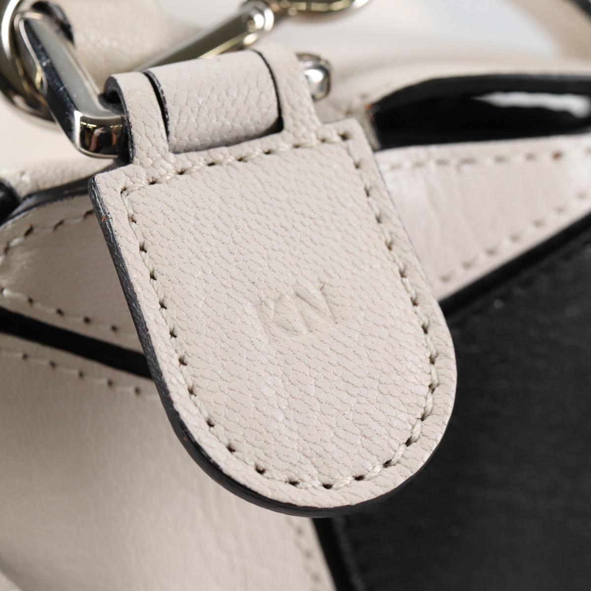LOEWE Puzzle Hand Bag Leather 2way White Silver Auth bs28945