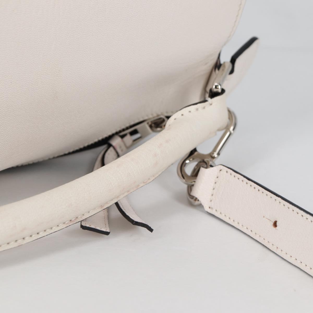 LOEWE Puzzle Hand Bag Leather 2way White Silver Auth bs28945