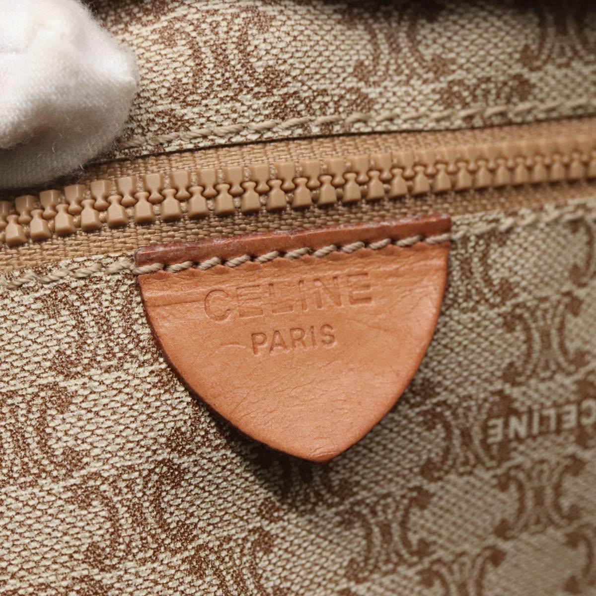 CELINE Macadam Canvas Tote Bag PVC Beige Gold Auth bs28952