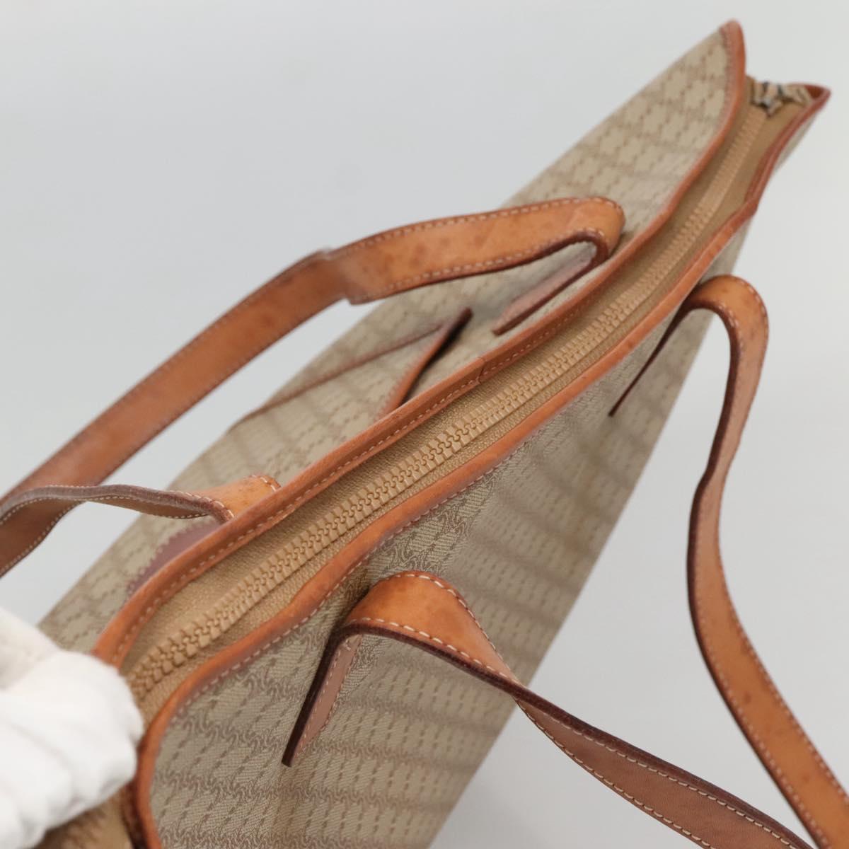 CELINE Macadam Canvas Tote Bag PVC Beige Gold Auth bs28952