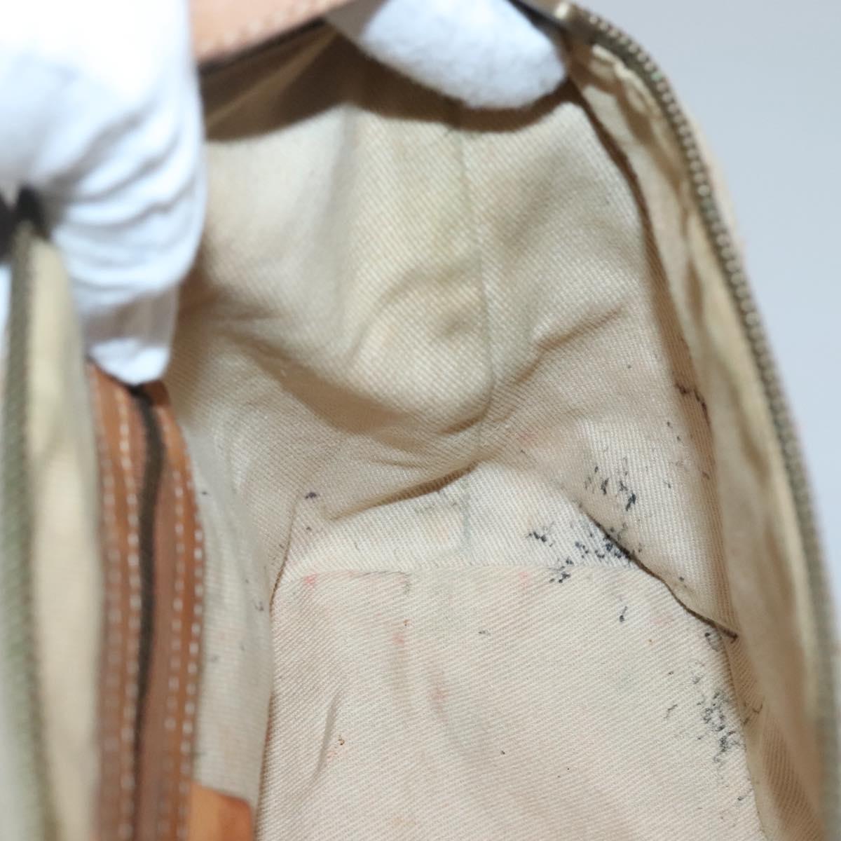 CELINE C Macadam Canvas Shoulder Bag Beige Auth bs28954