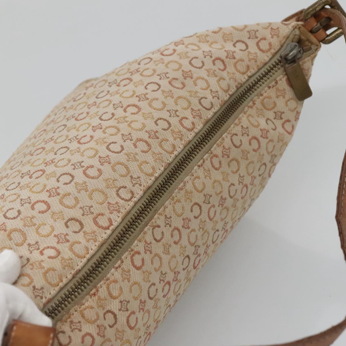 CELINE C Macadam Canvas Shoulder Bag Beige Auth bs28954