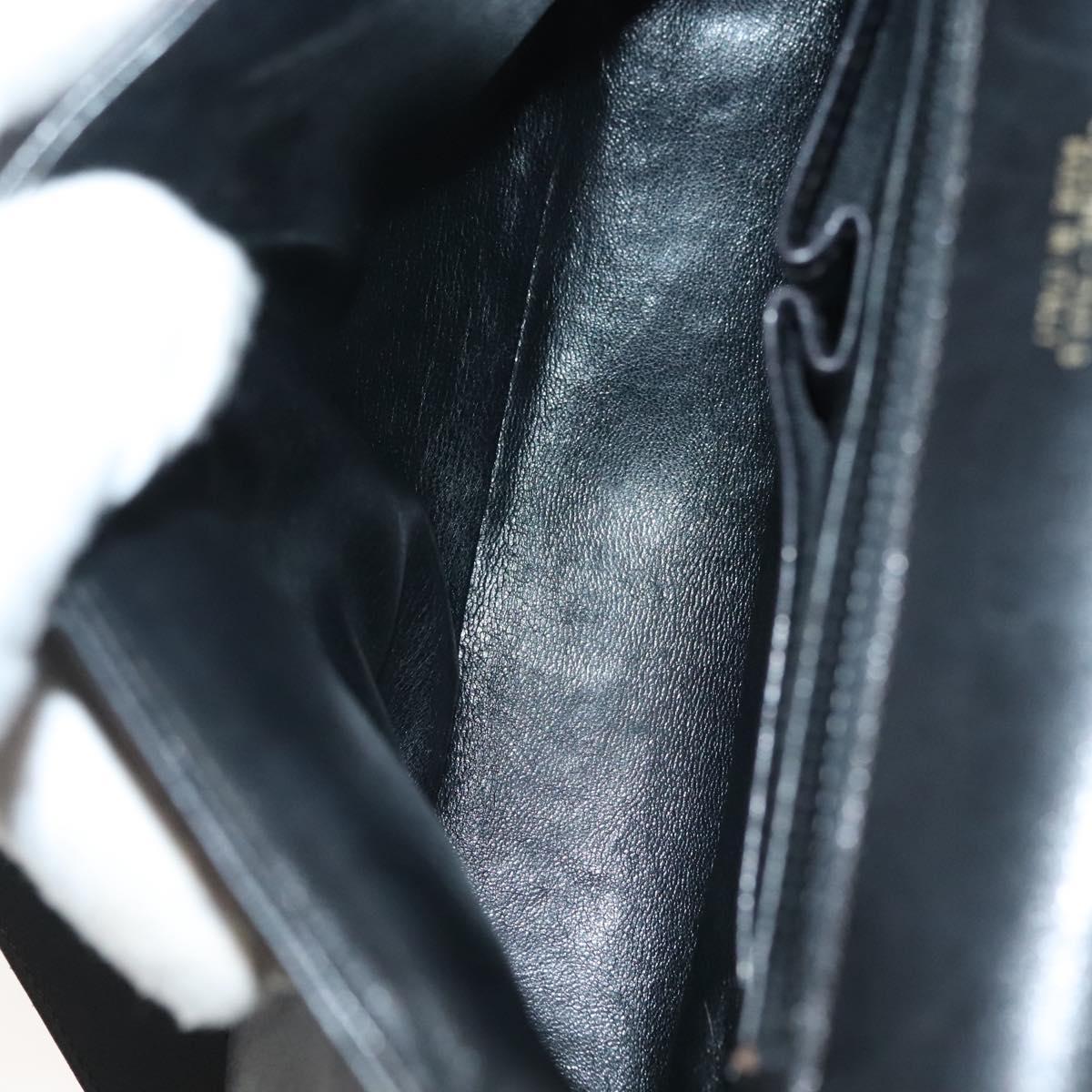 CELINE Shoulder Bag Leather Navy Gold Auth bs28958