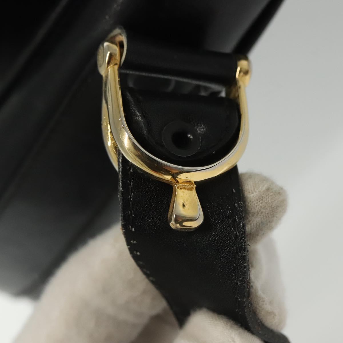 CELINE Shoulder Bag Leather Navy Gold Auth bs28958