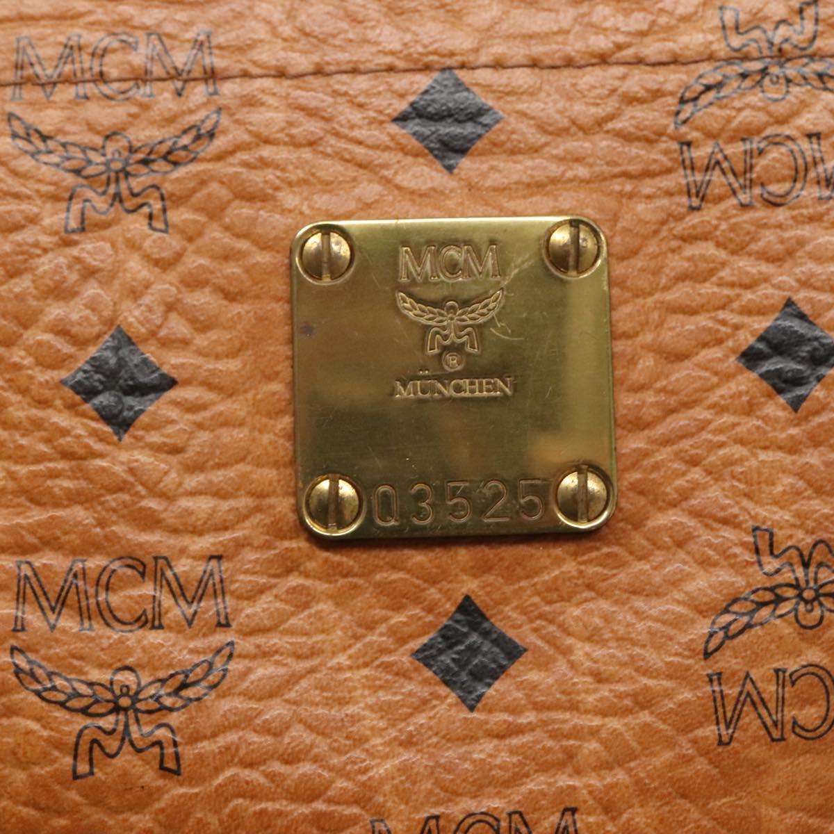 MCM Logogram Vicetos Tote Bag PVC Leather Brown Gold Auth bs28960
