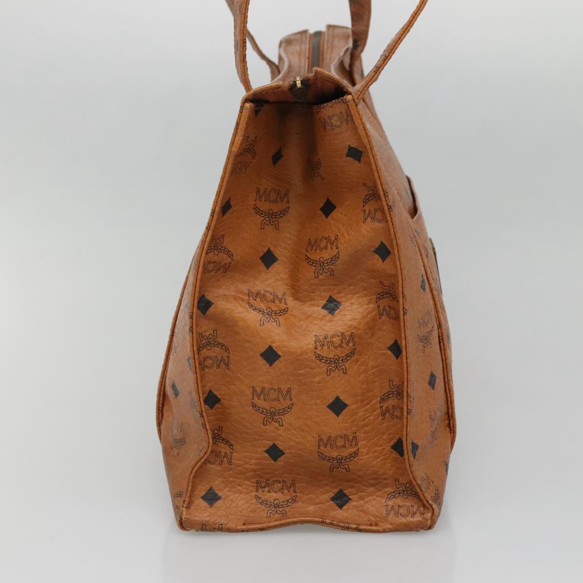 MCM Logogram Vicetos Tote Bag PVC Leather Brown Gold Auth bs28960