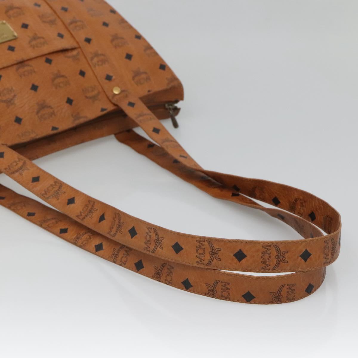 MCM Logogram Vicetos Tote Bag PVC Leather Brown Gold Auth bs28960