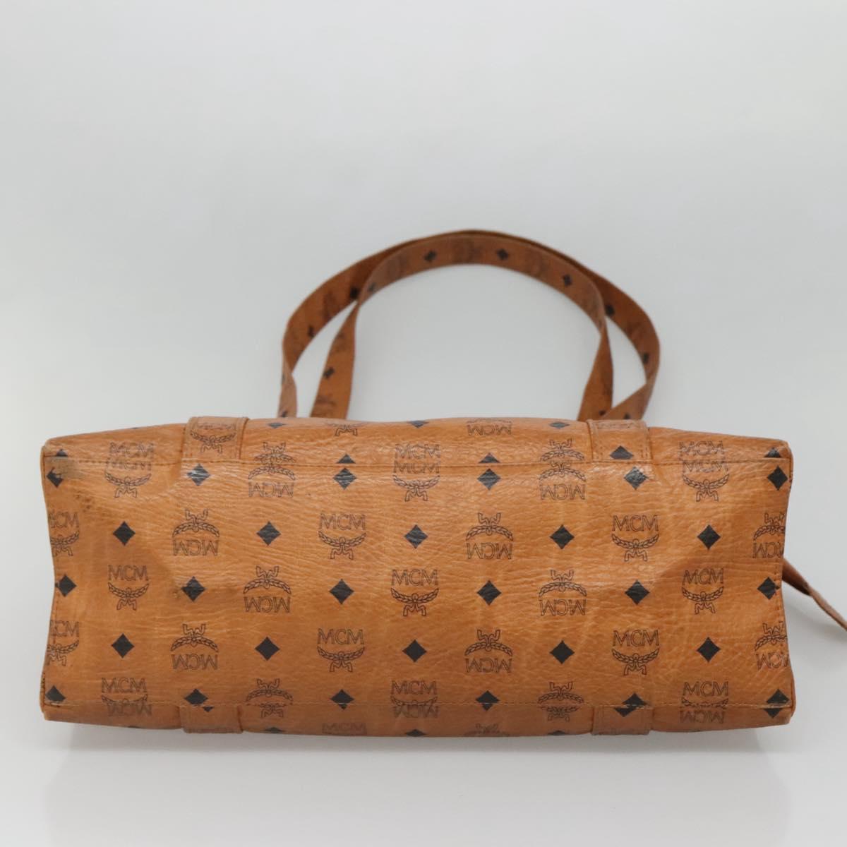 MCM Logogram Vicetos Tote Bag PVC Leather Brown Gold Auth bs28960
