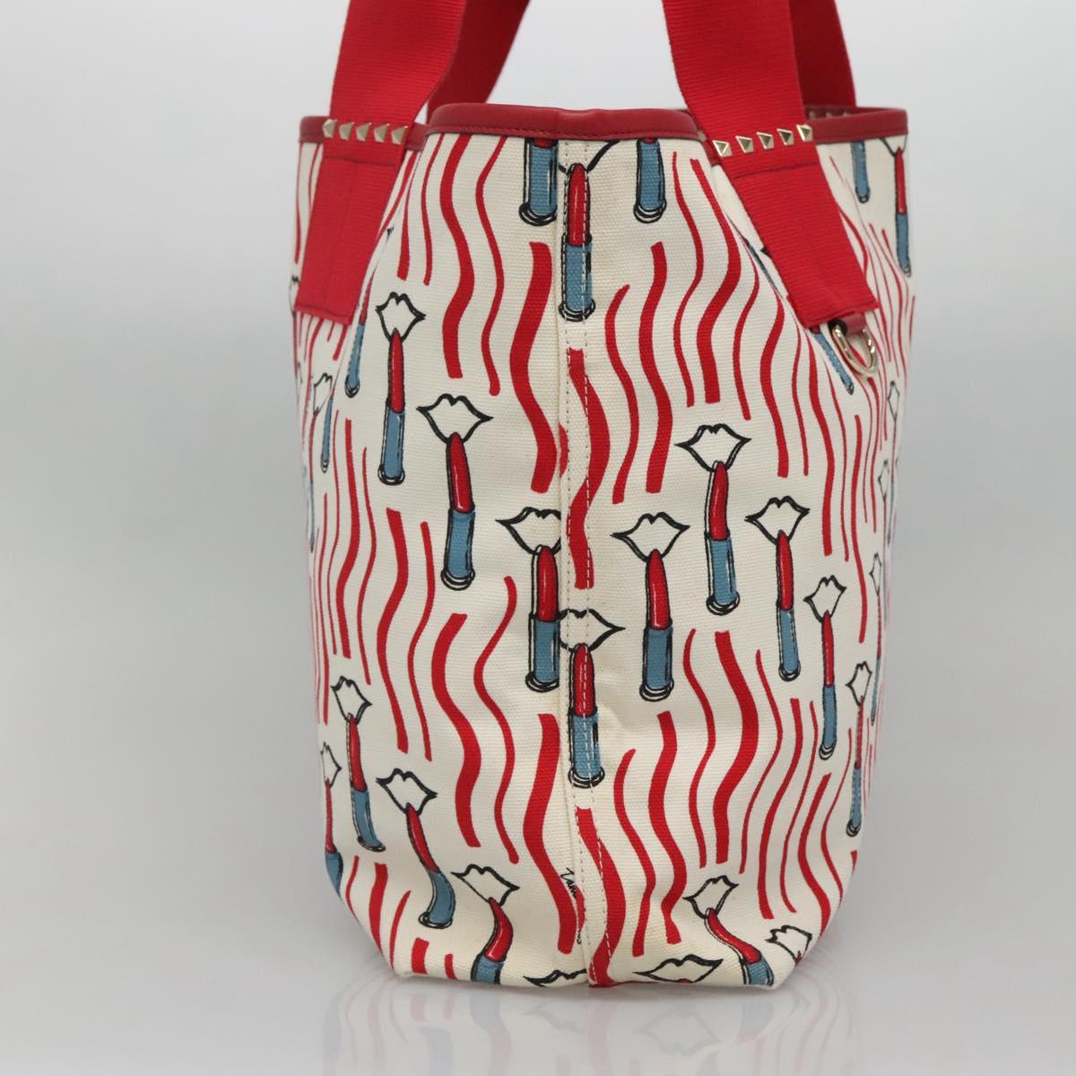 VALENTINO Tote Bag Canvas Red Auth bs28967