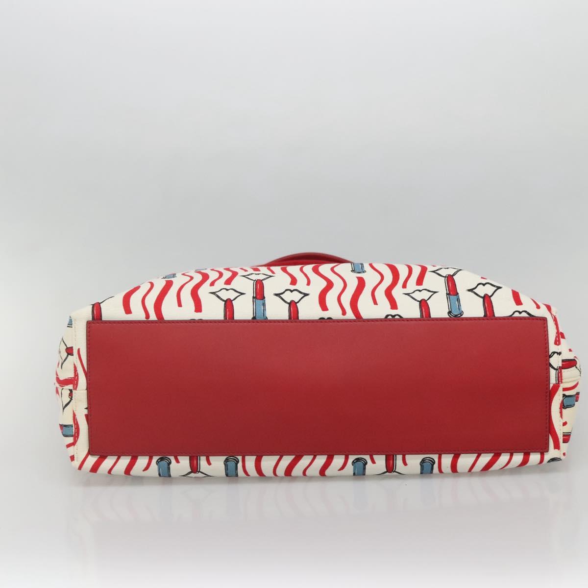 VALENTINO Tote Bag Canvas Red Auth bs28967