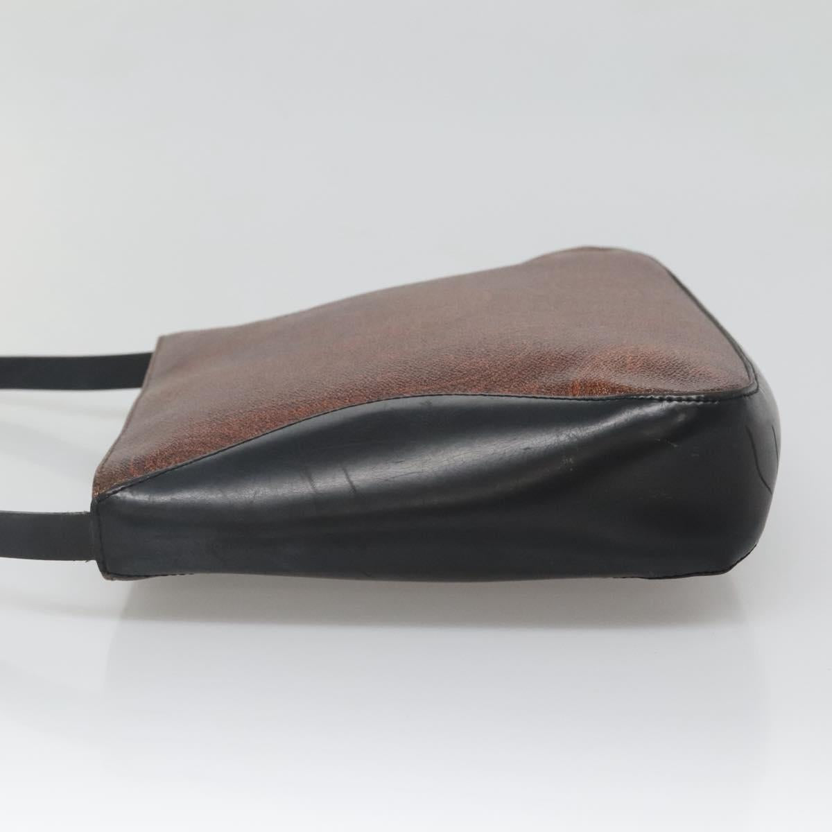 ETRO Paisley Shoulder Bag PVC Leather Brown Silver Auth bs28972