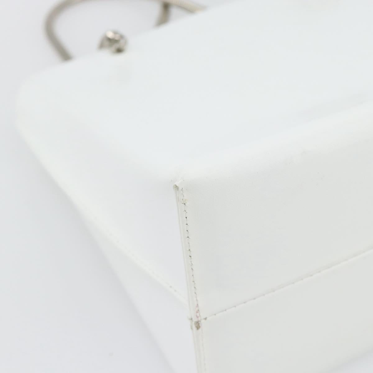 GIVENCHY Chain Shoulder Bag Leather White Silver Auth bs28975