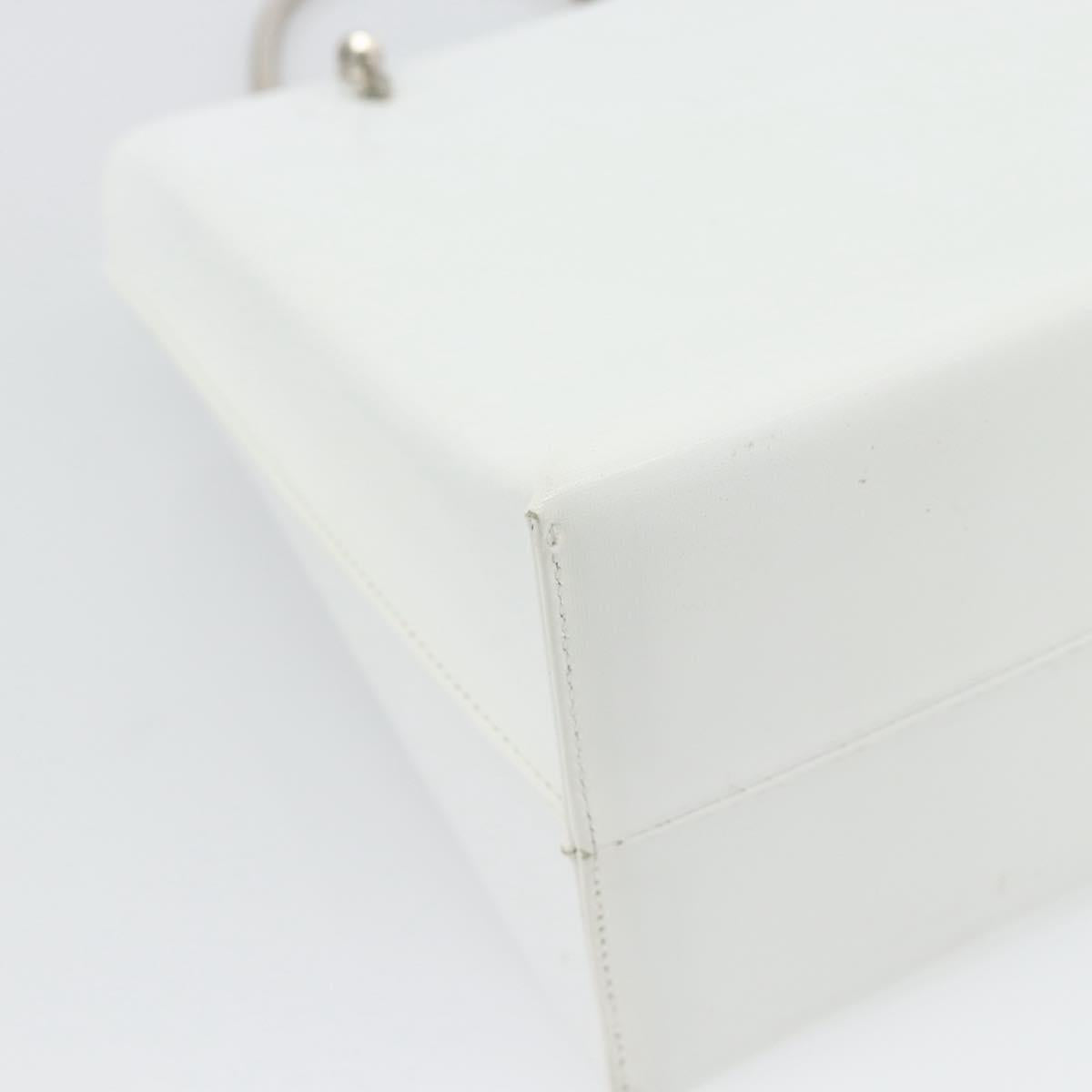 GIVENCHY Chain Shoulder Bag Leather White Silver Auth bs28975