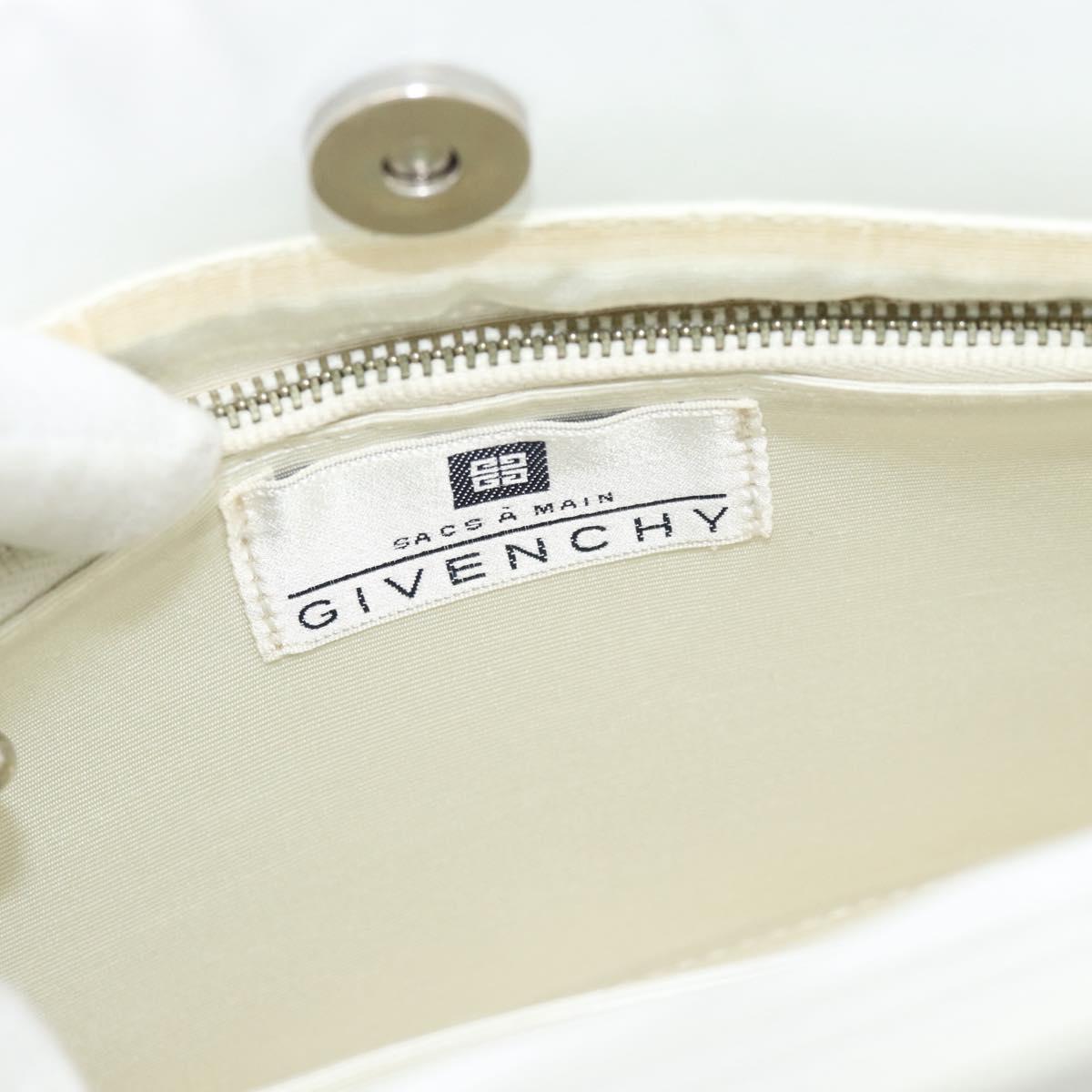 GIVENCHY Chain Shoulder Bag Leather White Silver Auth bs28975