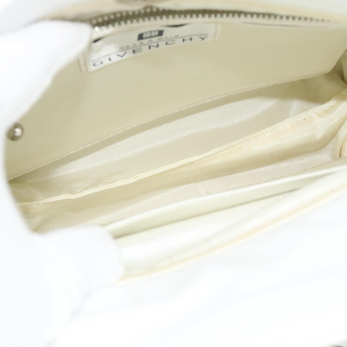GIVENCHY Chain Shoulder Bag Leather White Silver Auth bs28975