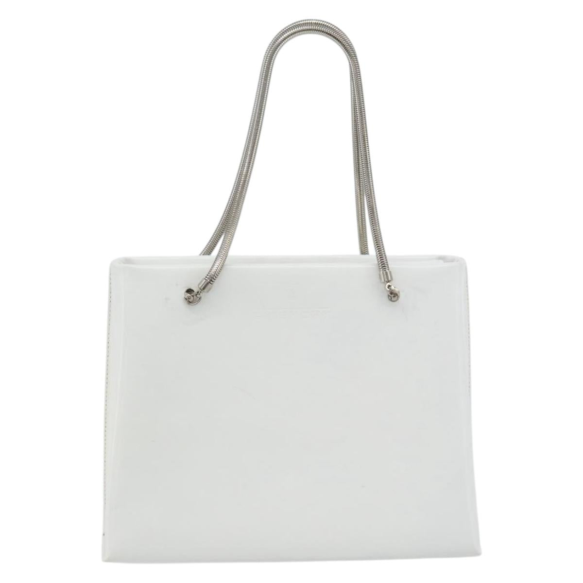 GIVENCHY Chain Shoulder Bag Leather White Silver Auth bs28975