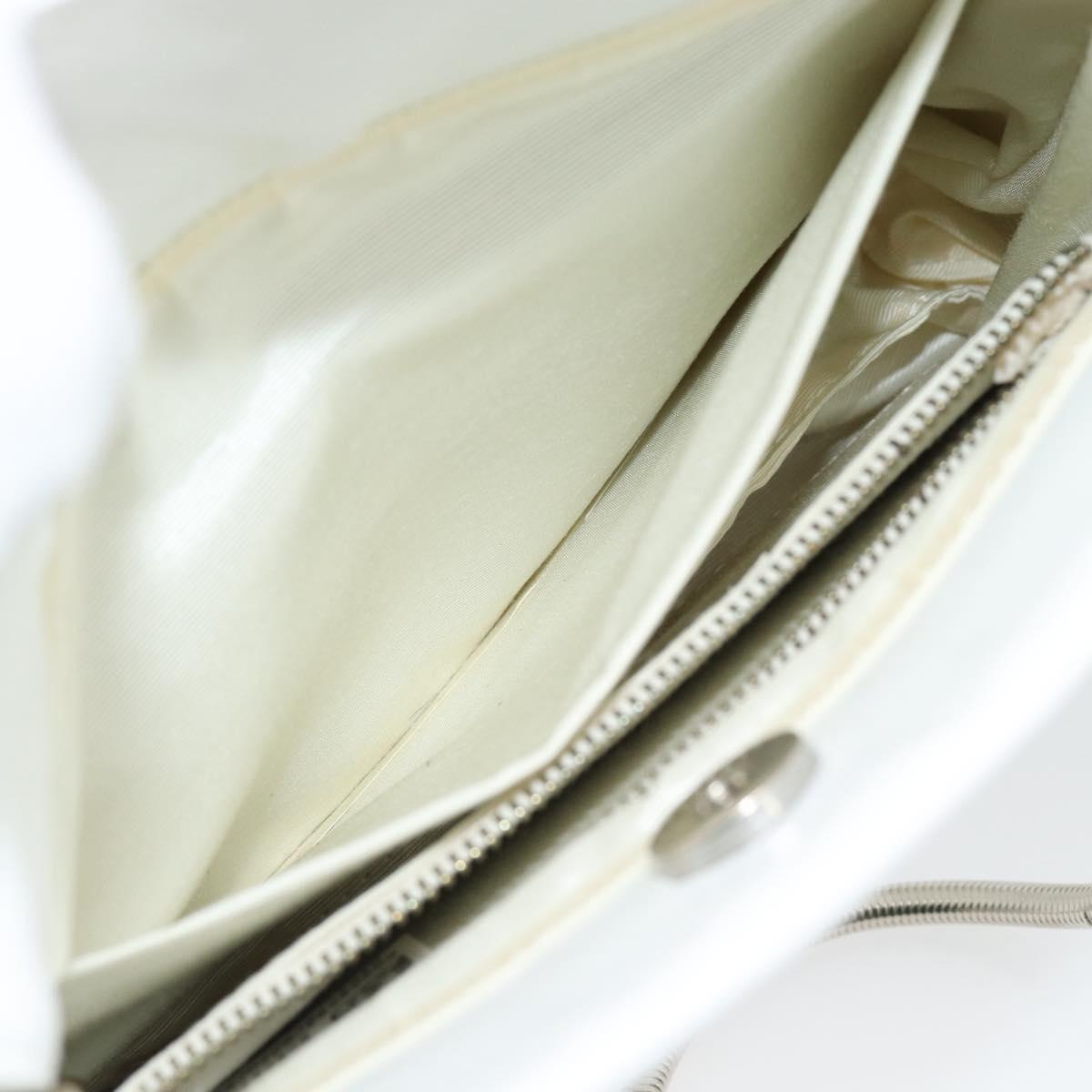 GIVENCHY Chain Shoulder Bag Leather White Silver Auth bs28975