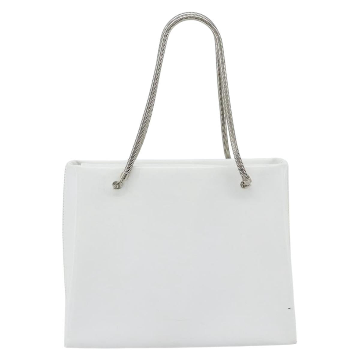 GIVENCHY Chain Shoulder Bag Leather White Silver Auth bs28975